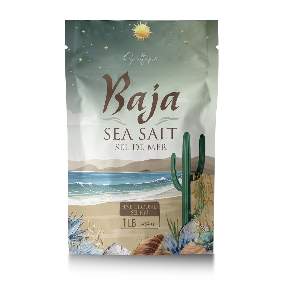 Baja Sea Salt 1lb Fine Ground - Baja Organic Salt Packed with 90 Minerals Helping You Stay Hydrated And Improve Electrolyte Balance- 100% Unrefined- Vegan- GMO-free - Paleo - (1lb)