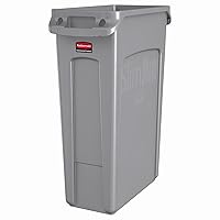 Vista 10 de Rubbermaid Commercial Products Slim Jim - Basurero rectangular de plástico para reciclaje o compostaje con canales de ventilación, 23 galones, Verde