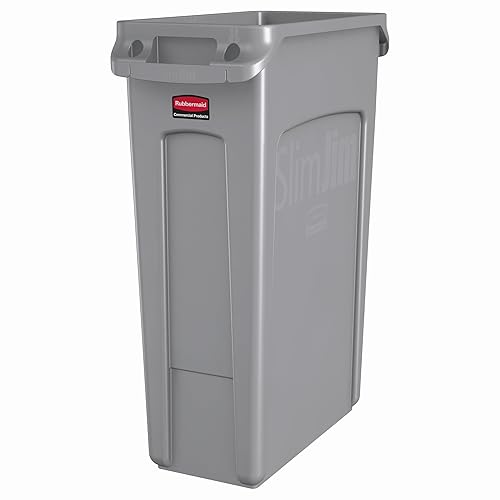 Miniatura 10 de Rubbermaid Commercial Products Slim Jim - Papelera/Basurero/Contenedor de Plástico Rectangular con Canales de Ventilación, 23 GAL, Beige, para