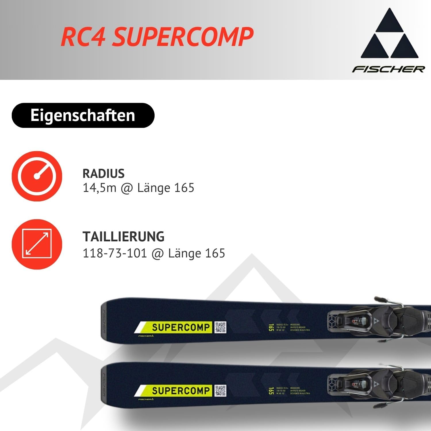 Ski Alpinski Pistenski - Fischer RC4 Supercomp - On Piste Rocker - inkl. Bindung RS10 GW SLR Z3-10 - für fortgeschrittene und Gute Fahrer - Carvingski für präparierte Piste