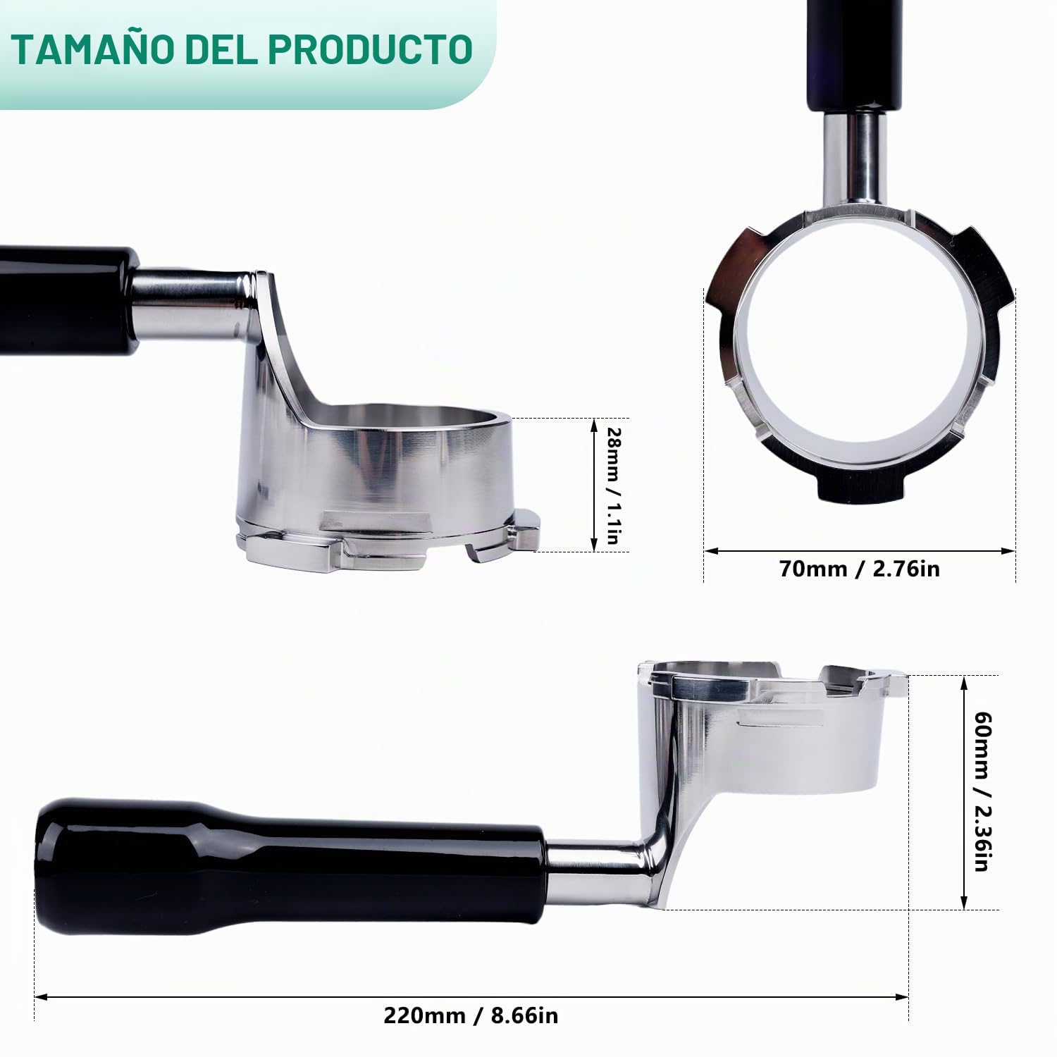 Portafiltro sin fondo para modelos Ninja Luxe Café Premier Series ES601 y ES601C | Cesta de filtro no incluida | Compatible con cesta de filtro de bastón
