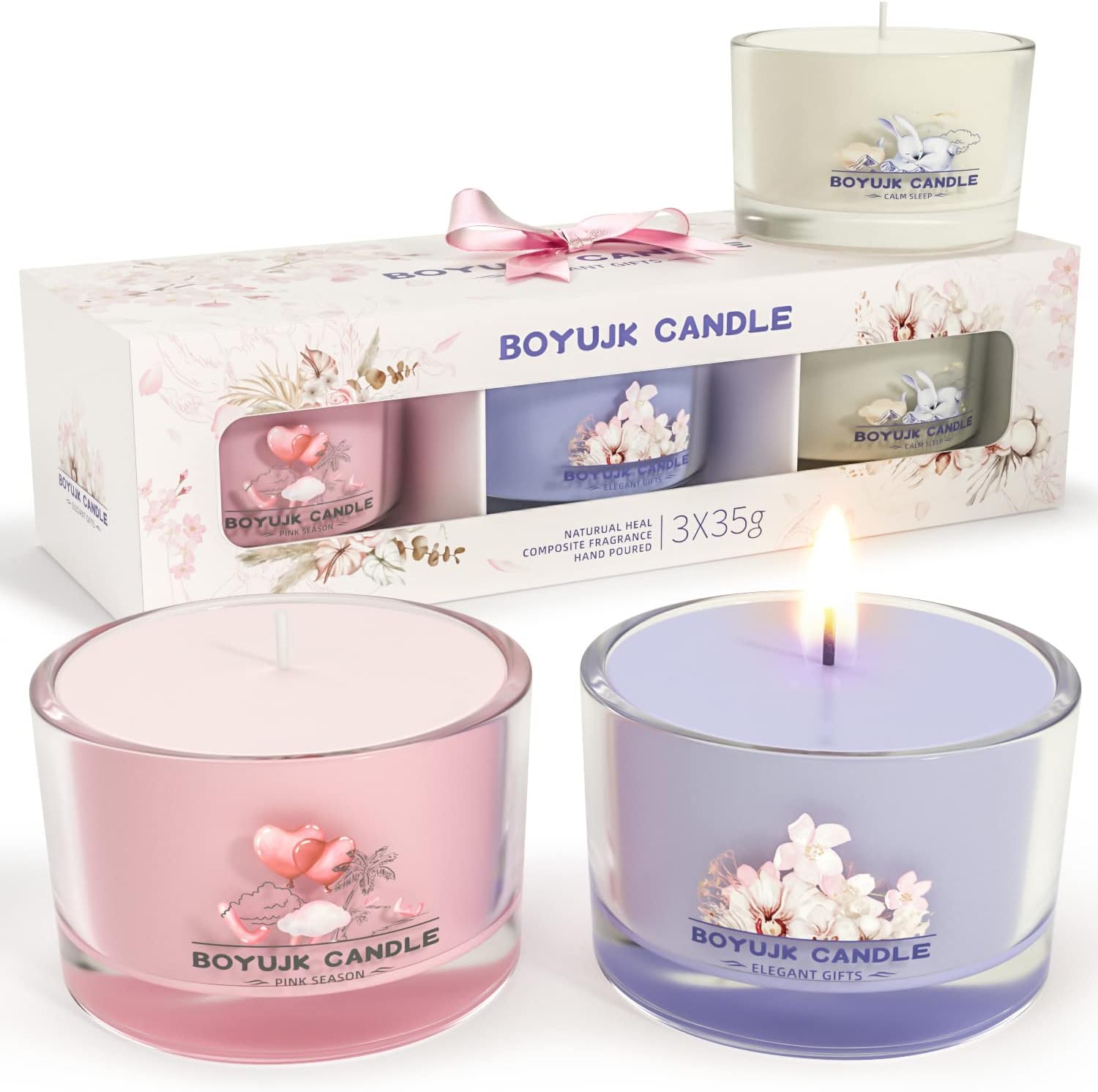 Candles Gifts for Women | Scented Candles Gift Set for Anxiety | 3 Scented Filled Votive Candles | Relaxation Gifts for Women