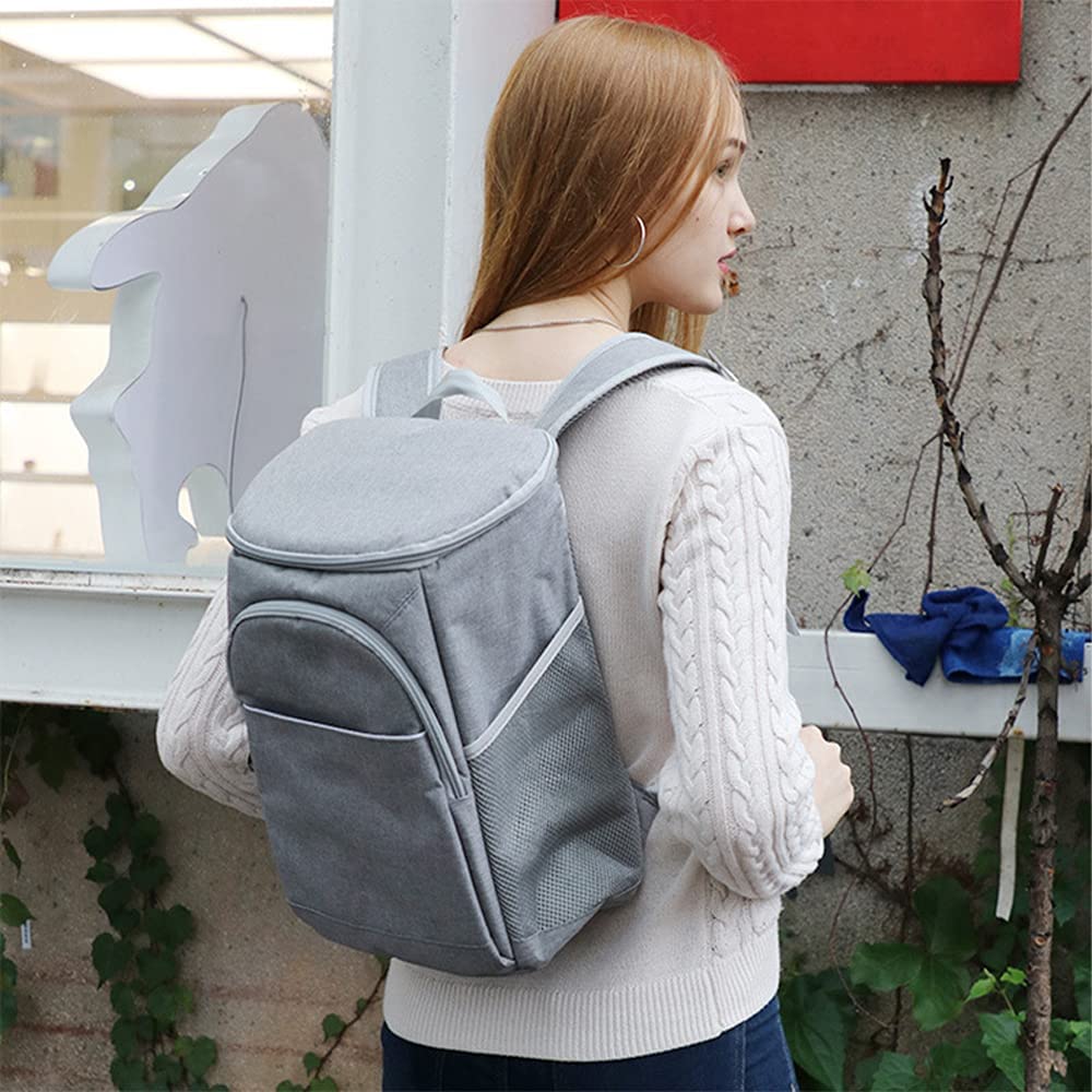 Doppeldecker weicher Kühlrucksack mit hartem Innenfutter, Wärmedämmtasche Oxford wasserdichte Lunchbox Isoliertasche Leichter Rucksack für Camping BBQ Familie Outdoor-Aktivitäten
