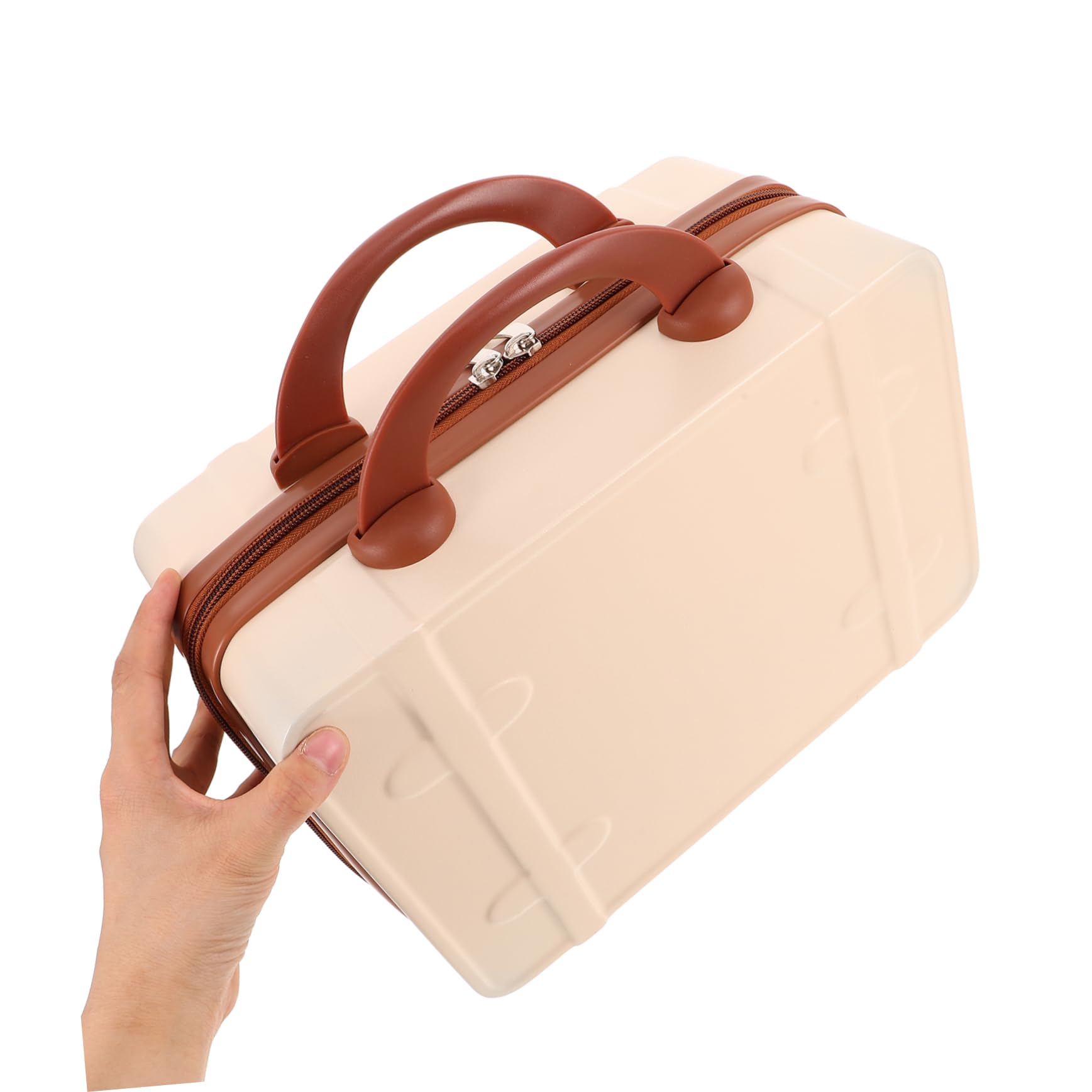 Vintage Kleiner Kosmetikkoffer 14 Zoll aus Abs in Beige | Multikammer Innenraum, für Reise und Alltag, Kompakte Aufbewahrung mit Stabiler Struktur