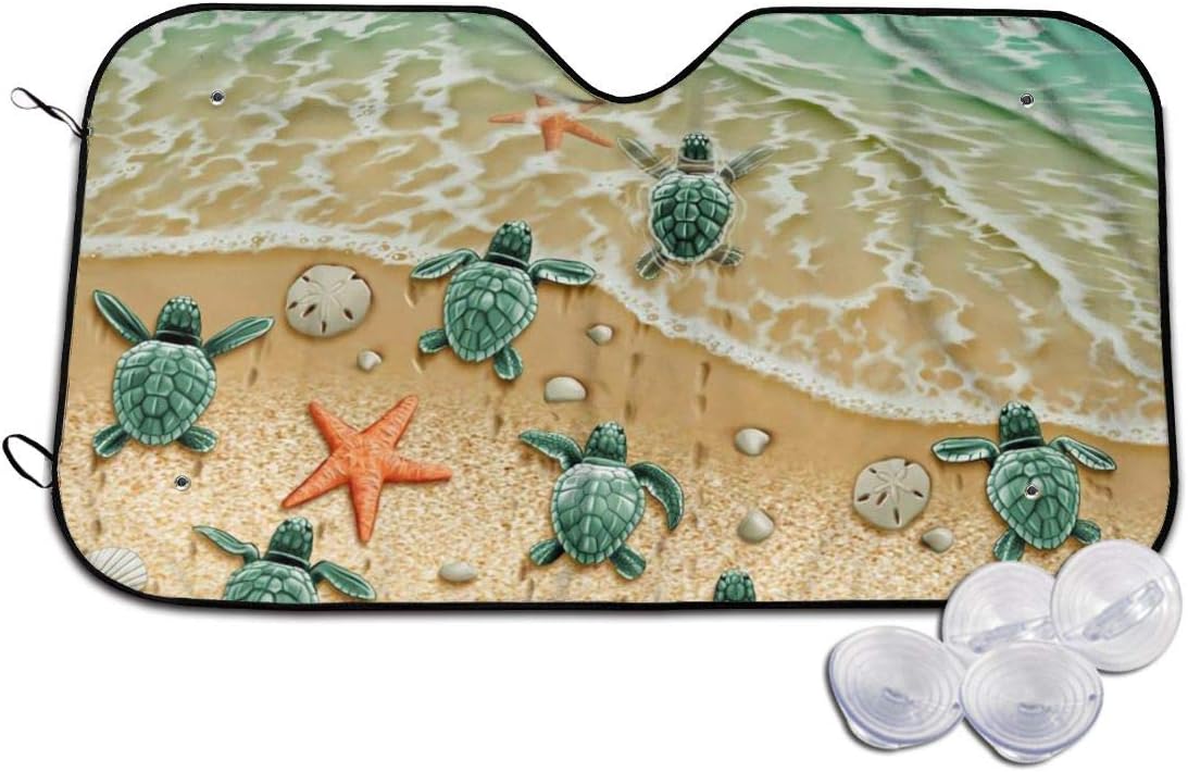 MSGUIDE Turtle Starfish Beach Auto Front Windshield Sun Shade Car Window Foldable Sunshade Cover UV Rays Sun Visor Protector and Keeps Your Vehicle Cool