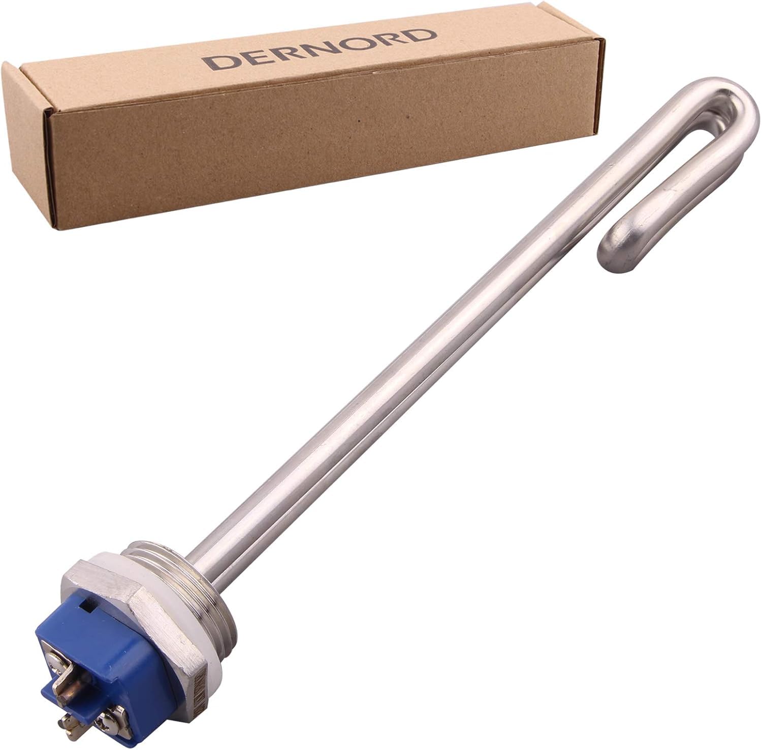 DERNORD Heizelement, 220 V, 1000 W, 2,5 cm, kurz, zusammenklappbar, elektrisch, Brühwasserboiler, Heizung, BSP-Gewinde, Edelstahl-Flansch