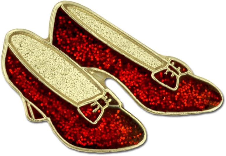 PinMart Glitter Red Dance Shoes Ruby Slippers Enamel Lapel Pin