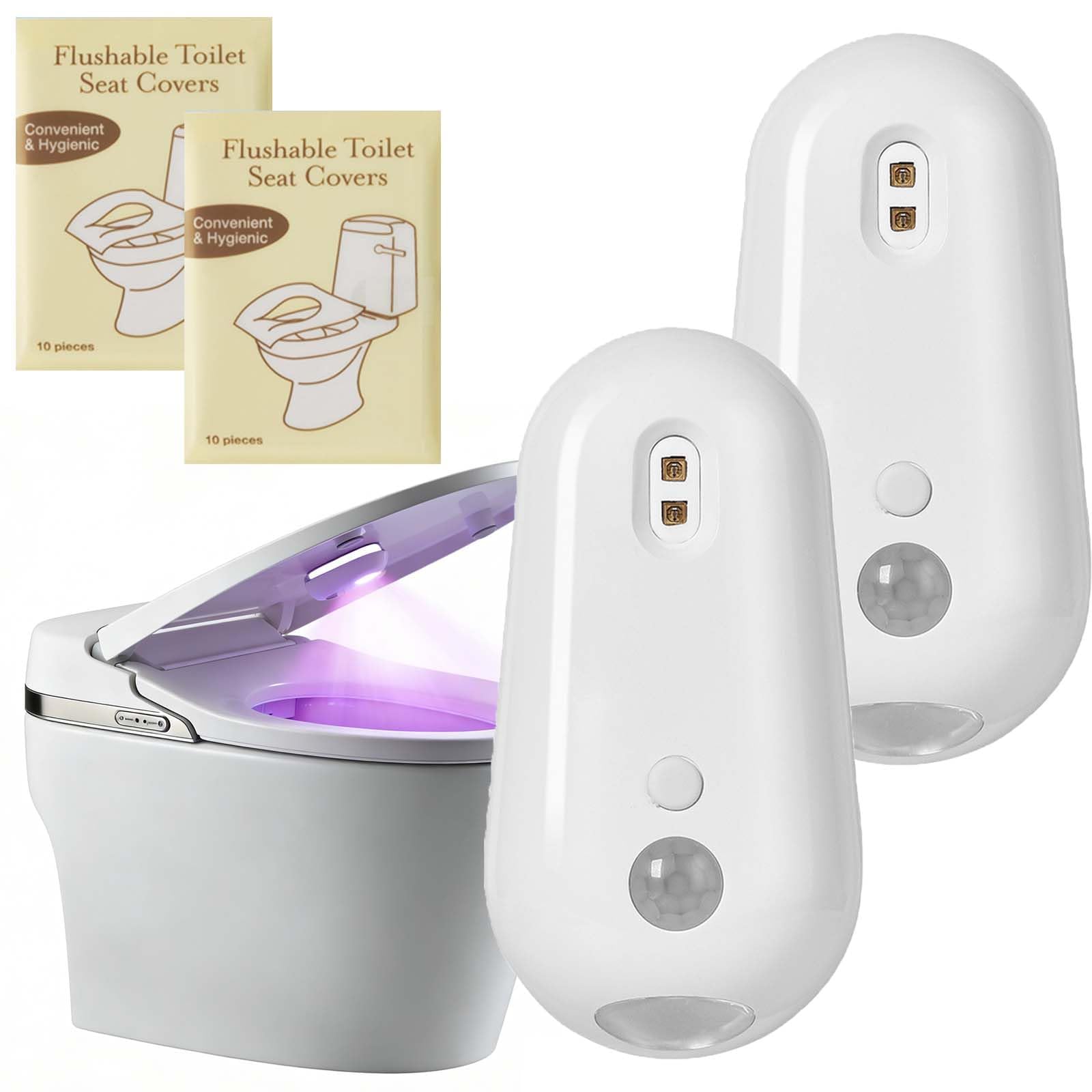 Self Cleaning UV Toilet Sanitizer Light,Toilets Cleaning Bowl,120° Wide-Angle Illumination,Motion-Activated LED Toilet Night Light,for Home, Hotel, Dormitory Wardrobe Shoe Cabinet (2PCS)