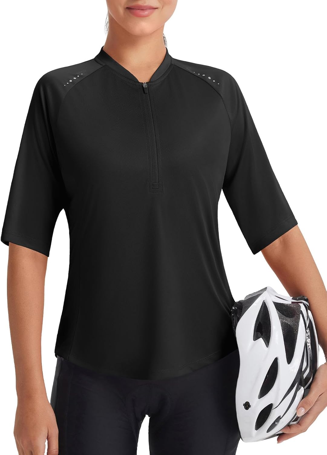 baleaf Women’s Cycling Jersey Half Sleeve Bike Shirts Quick Dry Half Zip Biking Tops UPF 50+ Pockets Workout Runing Hiking