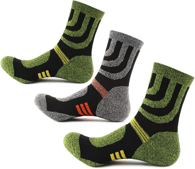3 Pairs Men Women Hiking Walking Socks - UK Size 3-6, Anti Blisters, Soft, Warm, Comfortable, Breathable Nature Cotton Padded, Fit Well for Outdoor Sports Athletic Running Trekking Golf Yoga Camping