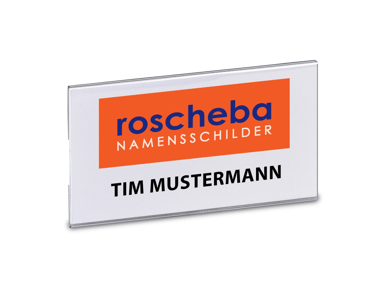 25 x Klassische Namensschilder aus Hartfolie (Marke: roscheba®), 75 x 42 mm, (Befestigung: Magnet), Made in Germany, Staffelpreise - Namensschilder inkl. Papiereinlagen
