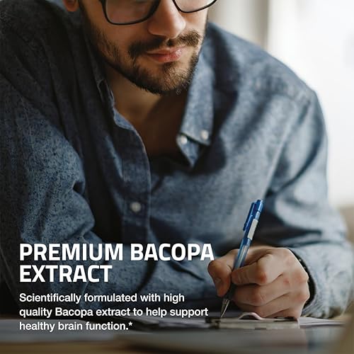 Miniatura 4 de Bronson Bacopa apoya la función cerebral saludable y el rendimiento mental, hierba tradicional, sin OGM, 180 cápsulas vegetarianas