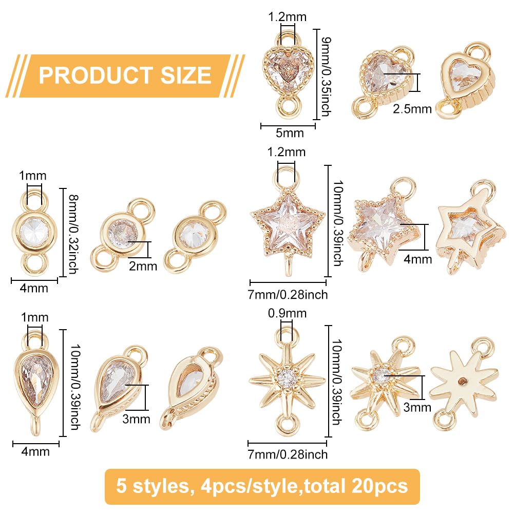 BENECREAT 8 pezzo 4 stili Chiusura Pieghevole Placcata Oro 18K, Estensori per Bracciali per Collana Fermagli per Estensione con Zirconi Cubici per