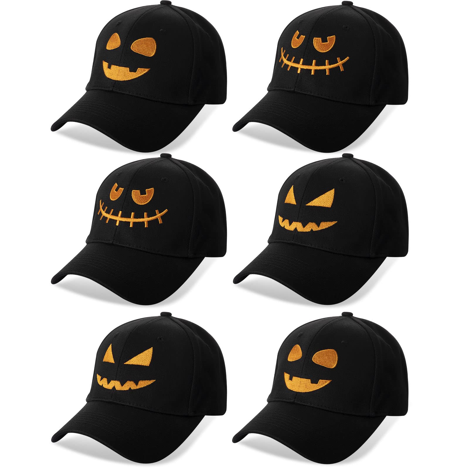 Foaincore 6 Pcs Halloween Hat Pumpkin Baseball Cap Embroidery Gaming Hats Cute Funny Dad Adjustable Cap