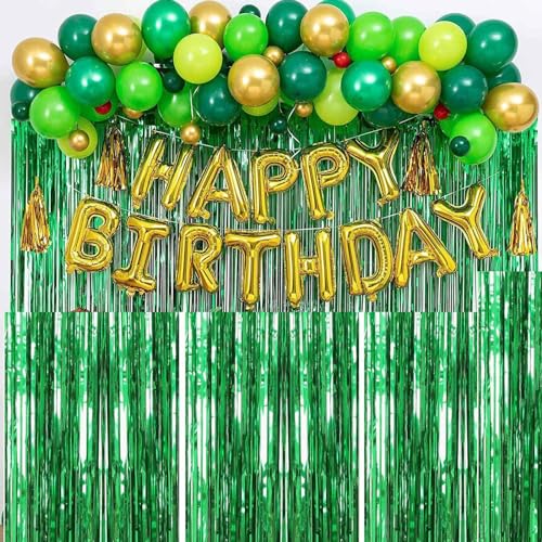 Image of We Moment 12 Inch Green Dark Green Balloons And Chrome Gold Balloon with Confetti Balloons,for St. Patrick's Day Baby Shower Party Decoations