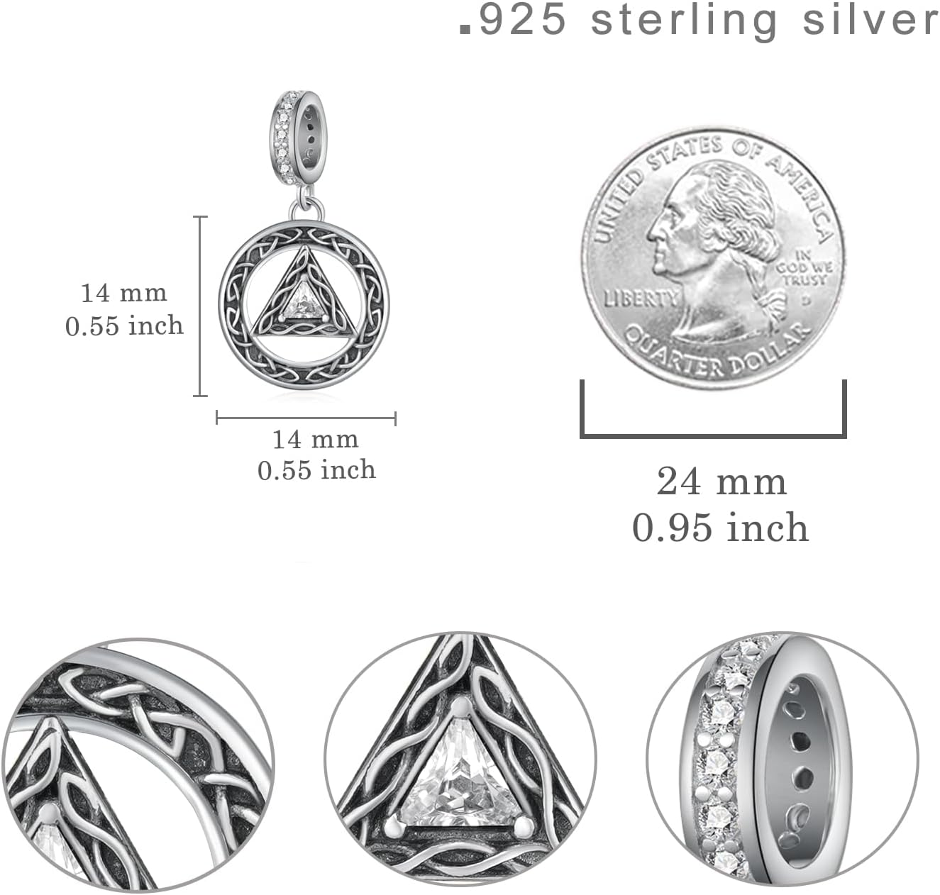 Alcoholics Anonymous Gifts 925 Sterling Silver AA Charm AA Sobriety Jewelry Gifts for Women AA Charms for Bracelet Stay Sober Recovery Jewelry Gifts