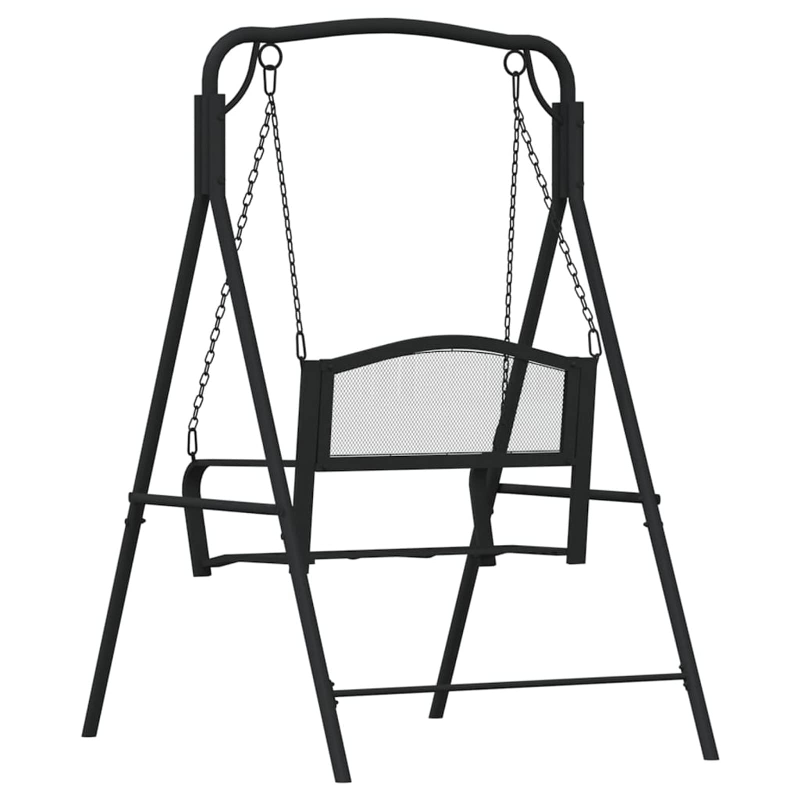 Huśtawka na zewnątrz, ławka huśtawkowa z litego drewna, na werandę, ogród, drzewo, huśtawka, 124 cm, czarna stal