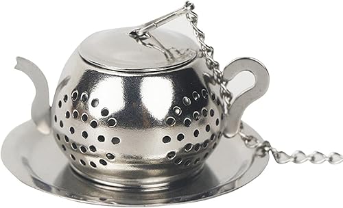 Miniatura 7 de Infusor de té, bola de té de acero inoxidable con gancho de cadena y bandeja de goteo, filtro de té de malla extra fina para té preparado, coladores