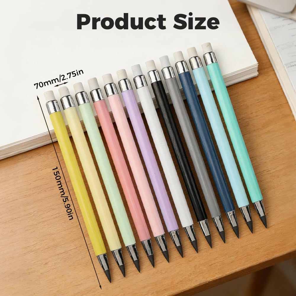 2026 Infinity Everlasting Pencil Reusable Inkless Metal Alloy Writing Instrument No Sharpening Needed with 12 Nibs Erasers Ideal — view 7