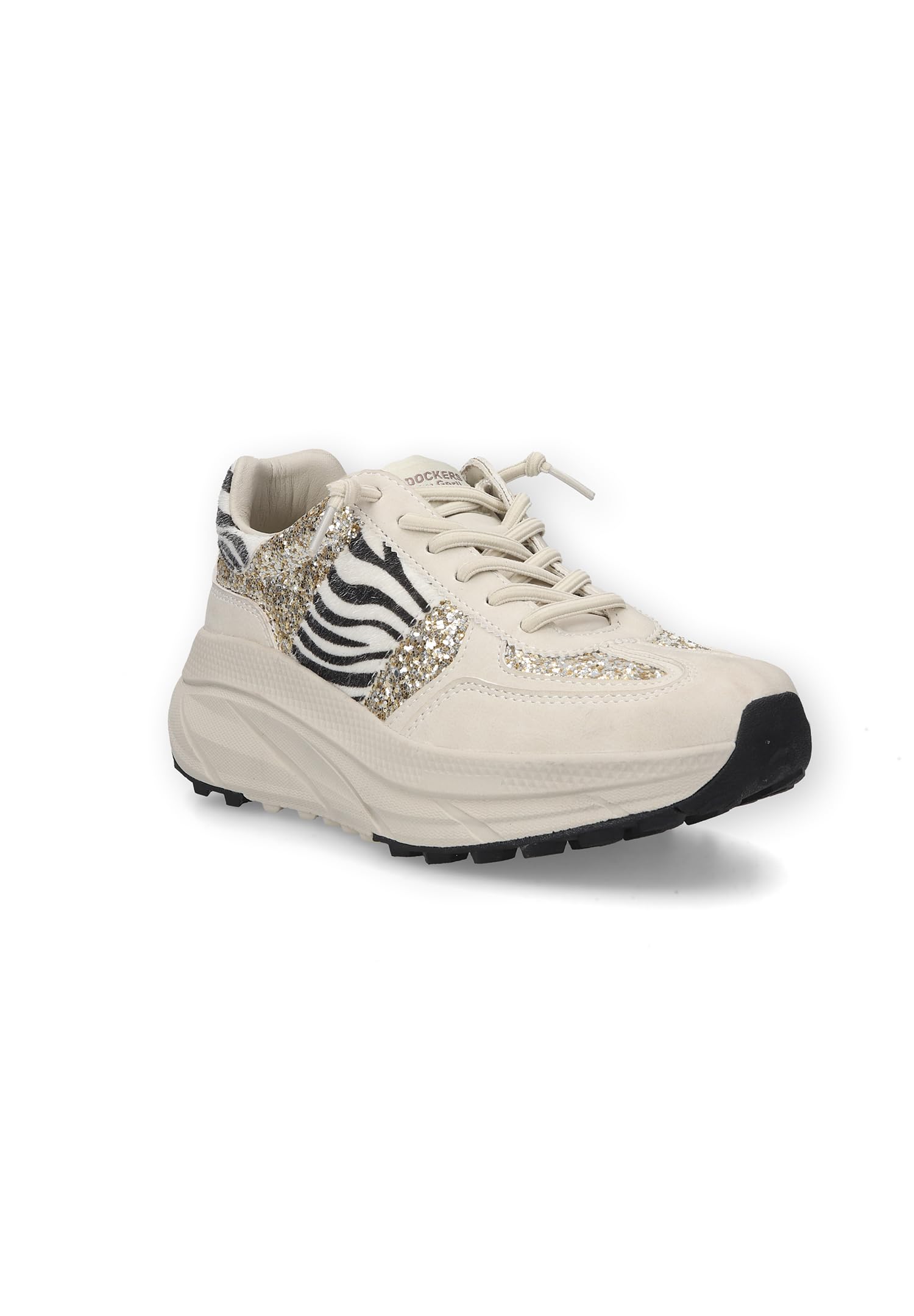 Dockers by Gerli Damen Sneaker Low Animal Offwhite/Multi | Leichtes Synthetik Obermaterial daempfende Innensohle flexible Gummilaufsohle