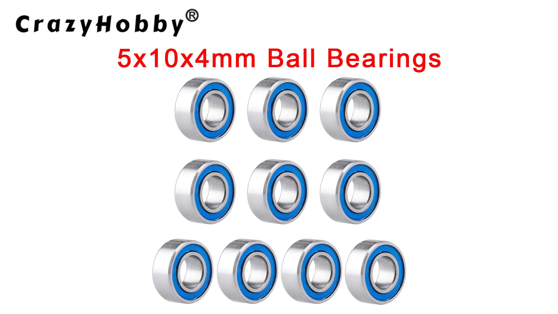 Image of 10pcs MR105-2RS Ball Bearings - Miniature Deep Groove Ball Bearing Double Blue Rubber Sealed Chrome Steel for RC Cars /Planes /Drone /Robotics and Small Electric Motors(5x10x4mm)