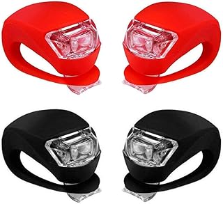 Aunye 4 Stück LED Silikon Mountainbike Fahrrad Vordere Hinten Lichter Set, Vordere Rücklichter Set Push Cycle Clip Light, ...