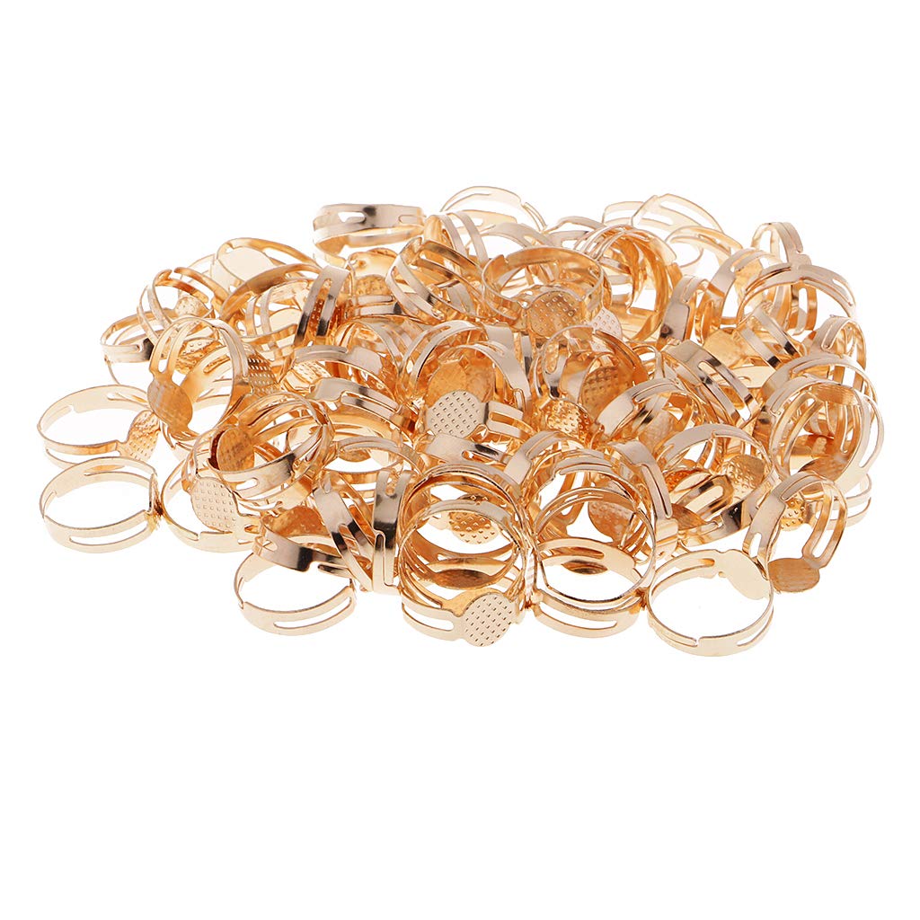 Anello cabochon rotondo ed esagonale regolabile | Accessori placcati in oro