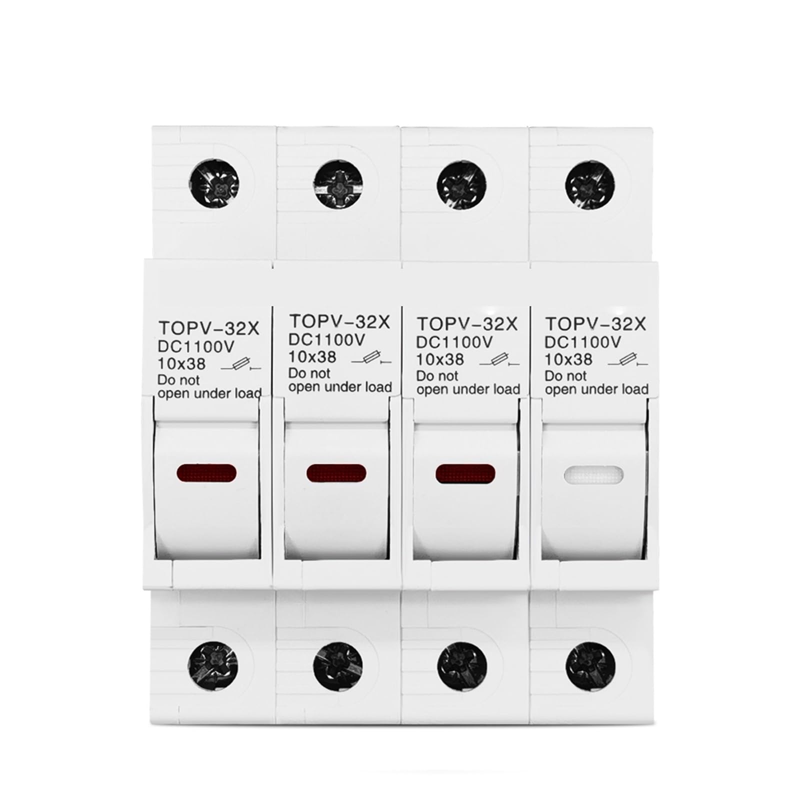 Uchwyt bezpiecznika 4P 1100V DC 10 * 38 mm wysokiego napięcia Solar PV TOPV-32 podstawa fotowoltaiczna ochrona systemu ochraniacz LED