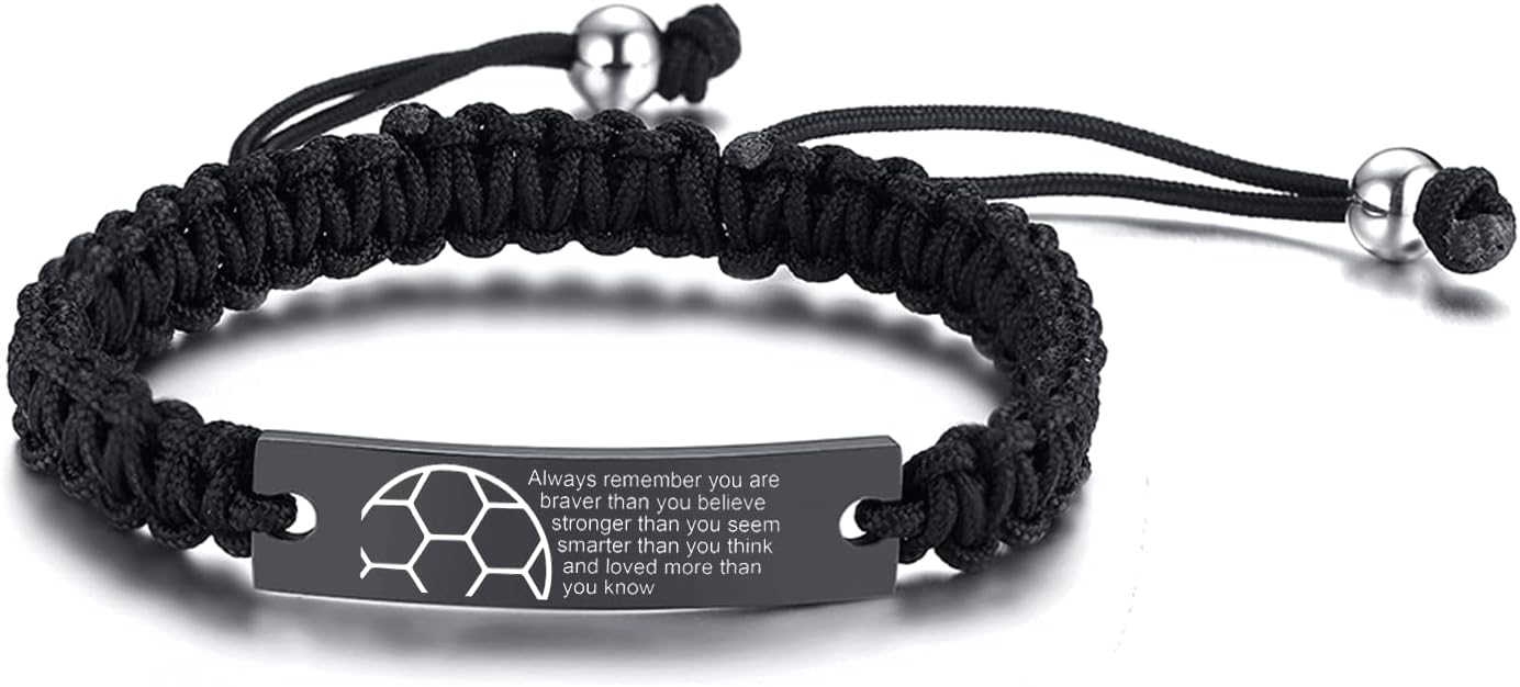 VNOXInspiration Sport Bracelet for Men Teen Boys | Handmade Rope Bracelet Wristband Basketball/Baseball/Soccer/Football Bracelet Gifts for Athletes Basketball Player Sport Fans