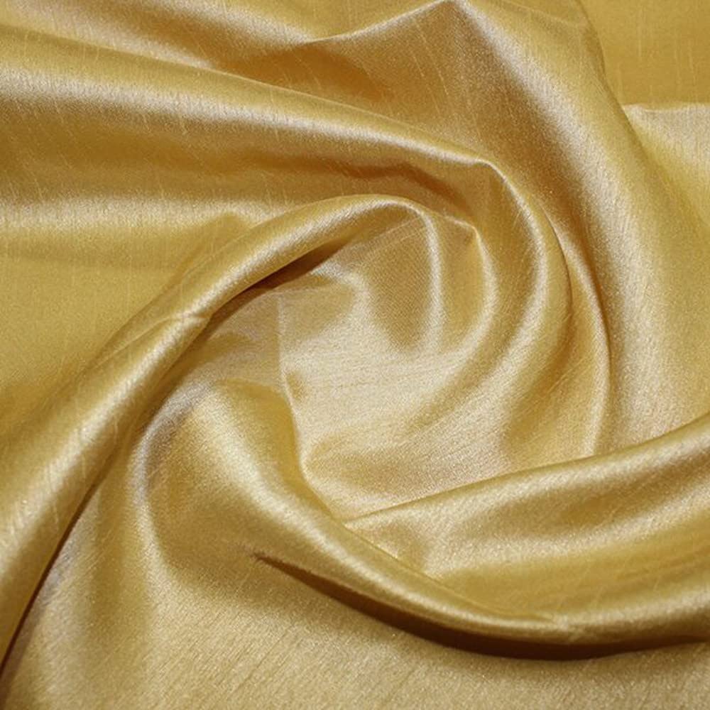 Satin Backed Shantung Dupion Faux Silk Dress Fabric Lightweight 146cm Wide (Per metre) (Gold)