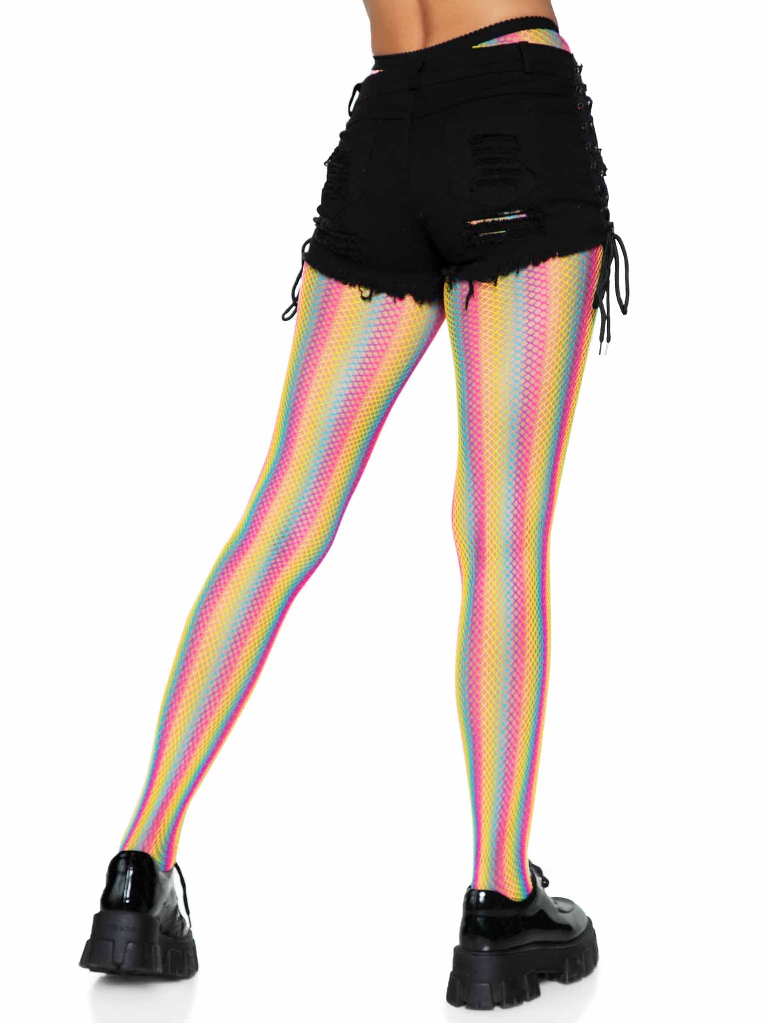 Leg Avenue Rainbow Fishnet Pantyhose,Jeden Rozmiar(Wielobarwność)