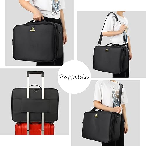 Miniatura 6 de Relavel Estuche de maquillaje extra grande de viaje, estuche de tren de maquillaje profesional, bolsa organizadora de uñas portátil, caja de