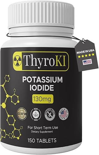 Miniatura 8 de Pastillas de yoduro de potasio de 130 mg  Soporte para tiroides y respiratorio  YODO Naciente KI Pills  Suplemento de yodo de emergencia de