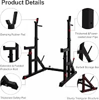 WUDLEP Állítható Squat Rack 35-59 cm, Multifunkcionális Erőkeret Otthoni Edzéshez 4
