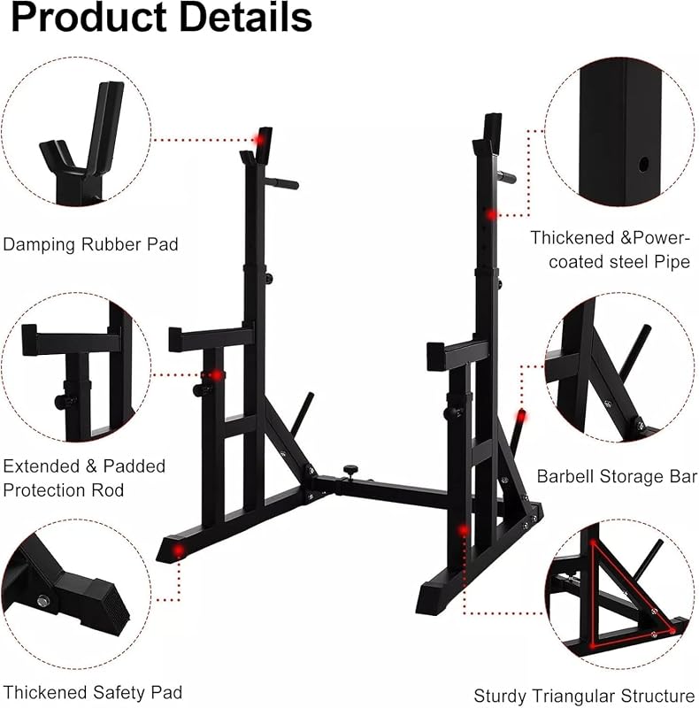 WUDLEP Állítható Squat Rack 35-59 cm, Multifunkcionális Erőkeret Otthoni Edzéshez