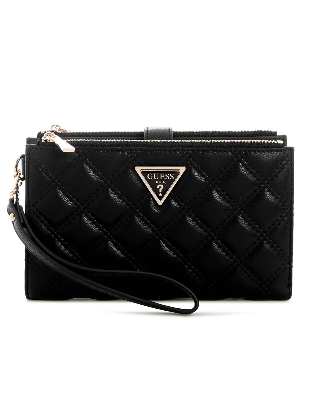 Black Solid Zipper Giully Zip Around Wallet-image-41