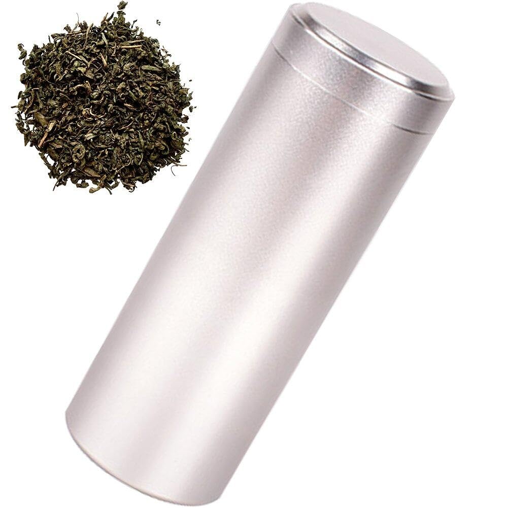 Dinntty Silver Aluminum Tea Jar Airtight Smell Proof Tea Canister Multipurpose Storage Container For Spices Coffee Teas