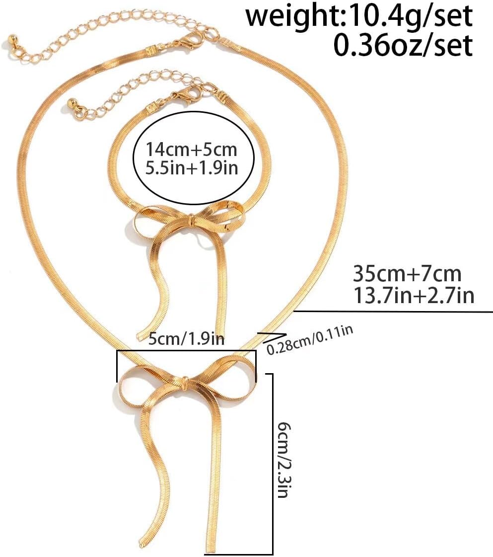 Y2k Jewelry Set Star Silver Beaded Chain Charm Bracelet Necklace Bow Tie Choker Chain Necklace Long Tassel Fringe Bowknot Bracelet Aesthetic Grunge Party Gift for Women - Image 4