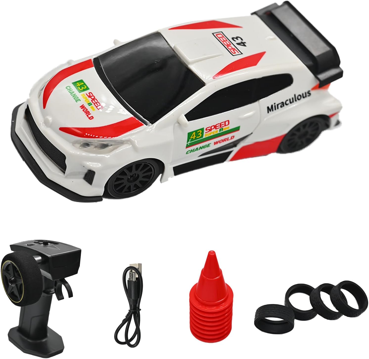 RC Drift Car - 1:43 Remote Control Car with Gyro 2.4GHz Mini Drift Cars Racing High Speed Drift Car Model with LED Lights for RC Toys Gift (4308Blue, Gyro)