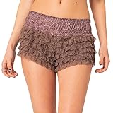 KOSUSANILL Women Lolita Bloomers Shorts Y2k Ruffle Layered Lace Mesh Sheer Pumpkin Mini Pettipants Sexy Boy Bottoms Panties (Brown Cake, XL)