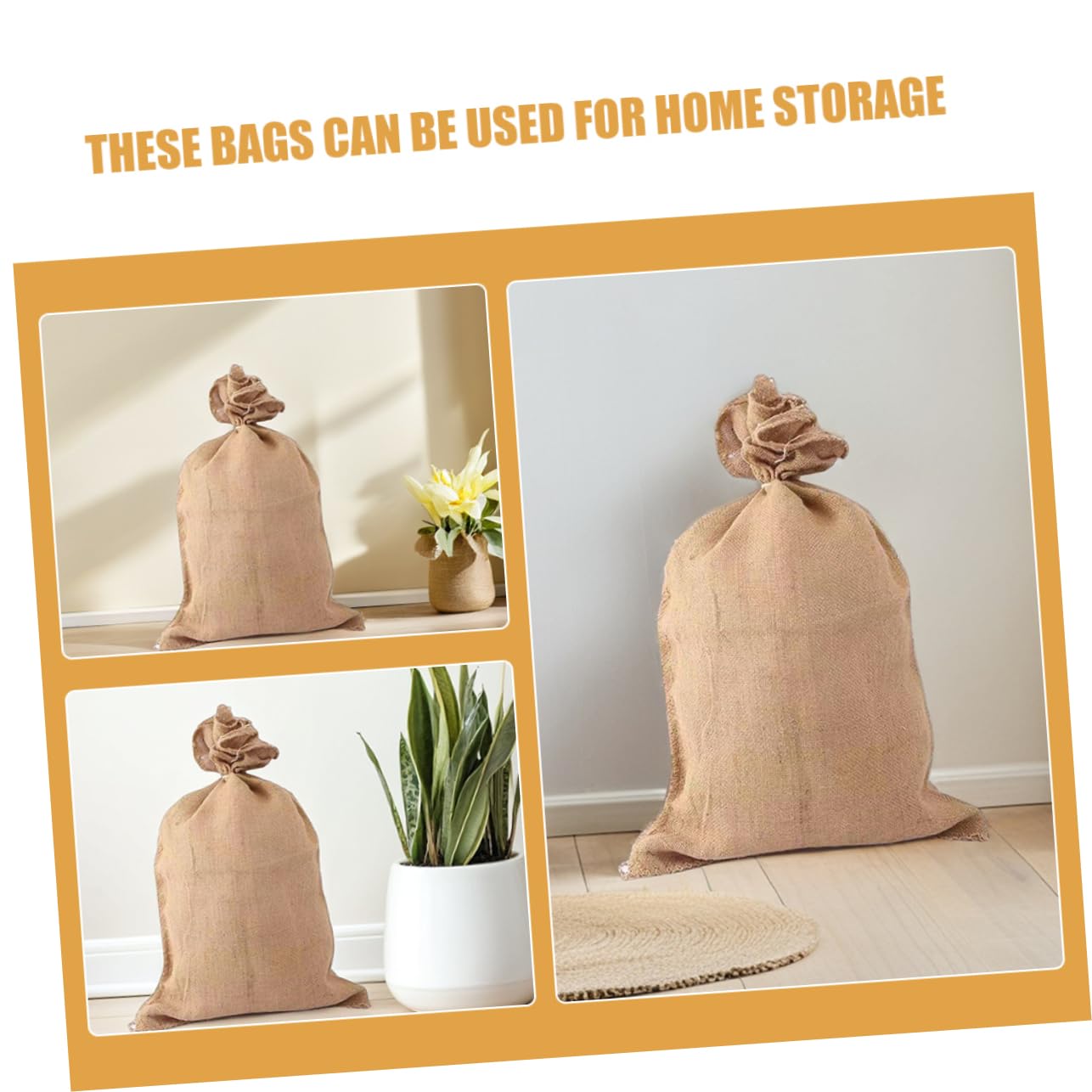 BESTonZON 4pezzi Sacco Di Juta Resistente Per Controllo Inondazioni Stoccaggio Patate e Trasporto Pesante Borsa Di Juta Per Patate Borsa Da Corsa Per Giardinaggio All Aperto