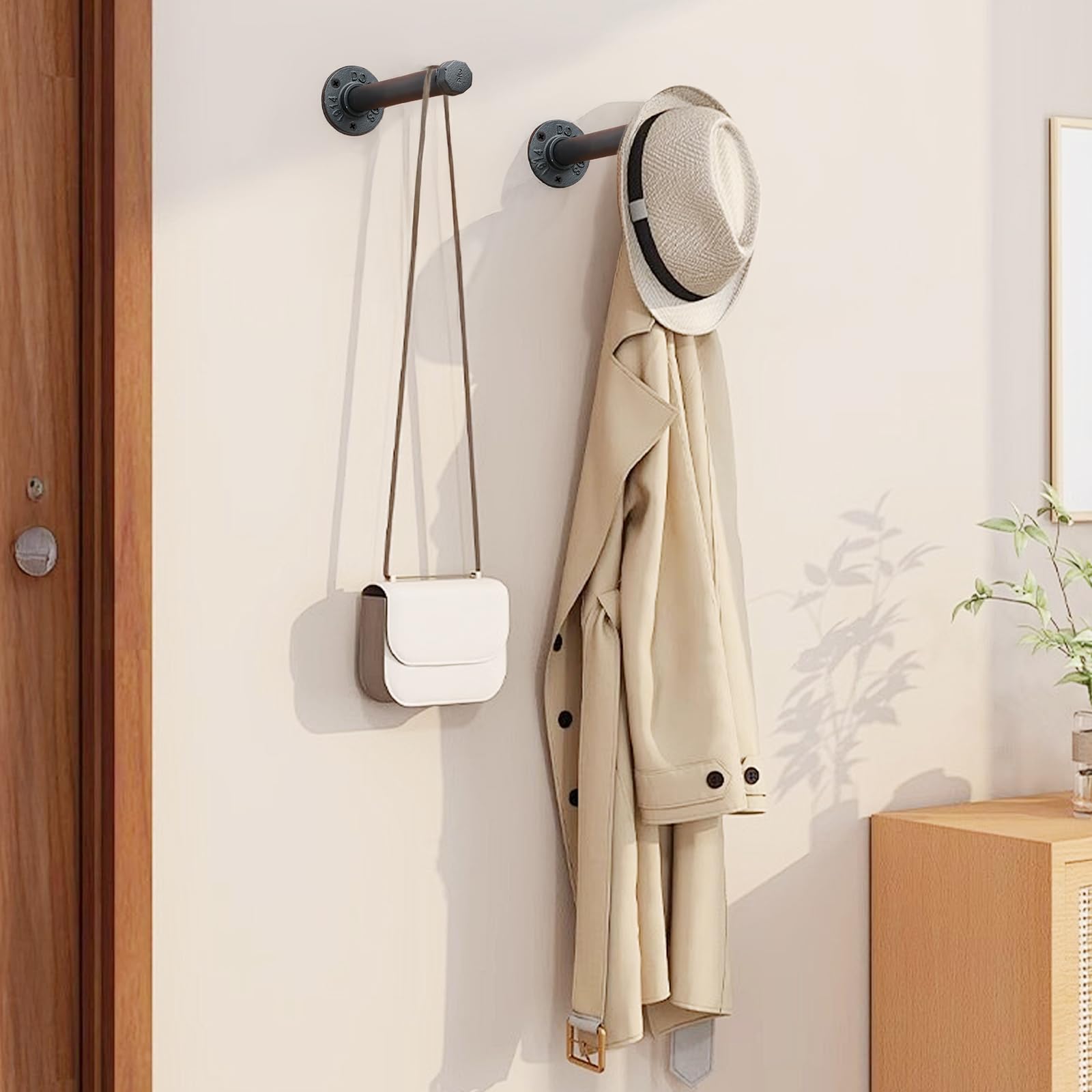Kleiderständer aus Gusseisen, zur Wandmontage, robuster industrieller Rohr-Kleiderständer zum Aufhängen von Kleidung, Kleiderständer für Kleiderschrank-Organizer und Aufbewahrung, DIY-Schrankstangen