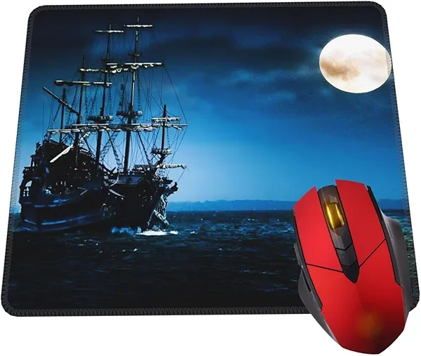 Mouse Pad Pirate Ship Sailing Mouse Pads for Desk Non-Slip Rubber Base Square Gaming Mousepad Mat for Computer Home Office