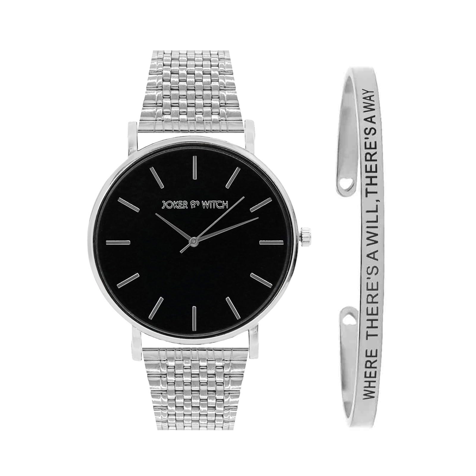 Joker & Witch Stainless Steel Women Winter Analog Watch Bracelet Stack, Black Dial, Silver Band (B0C7L8LZX1) Amazon Price History, Amazon Price Tracker