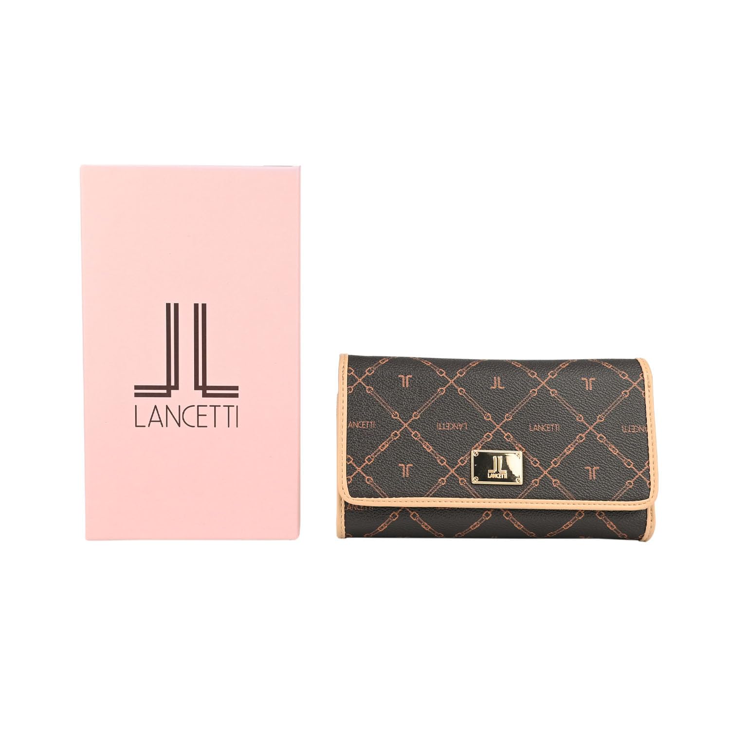 LANCETTI Portafoglio Donna Spazioso In Similpelle PU Con Scatola Regalo