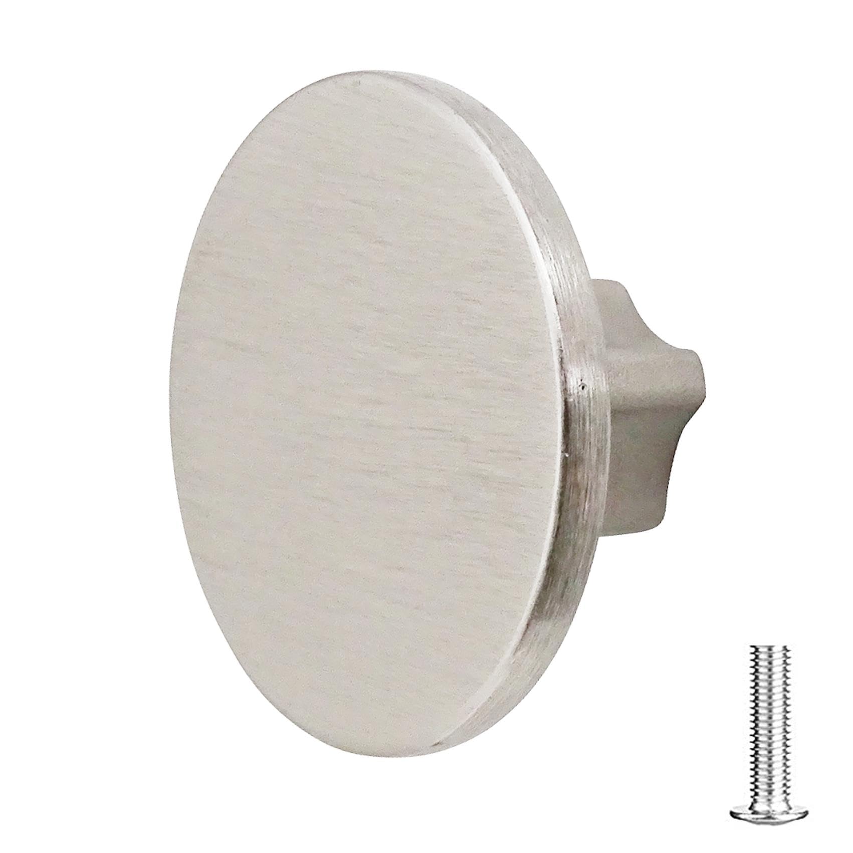 Decoranddecor Vesta - 40mm Round Kitchen Cabinet Furniture Knob Zinc Alloy (1 Pack, Brushed Chrome)