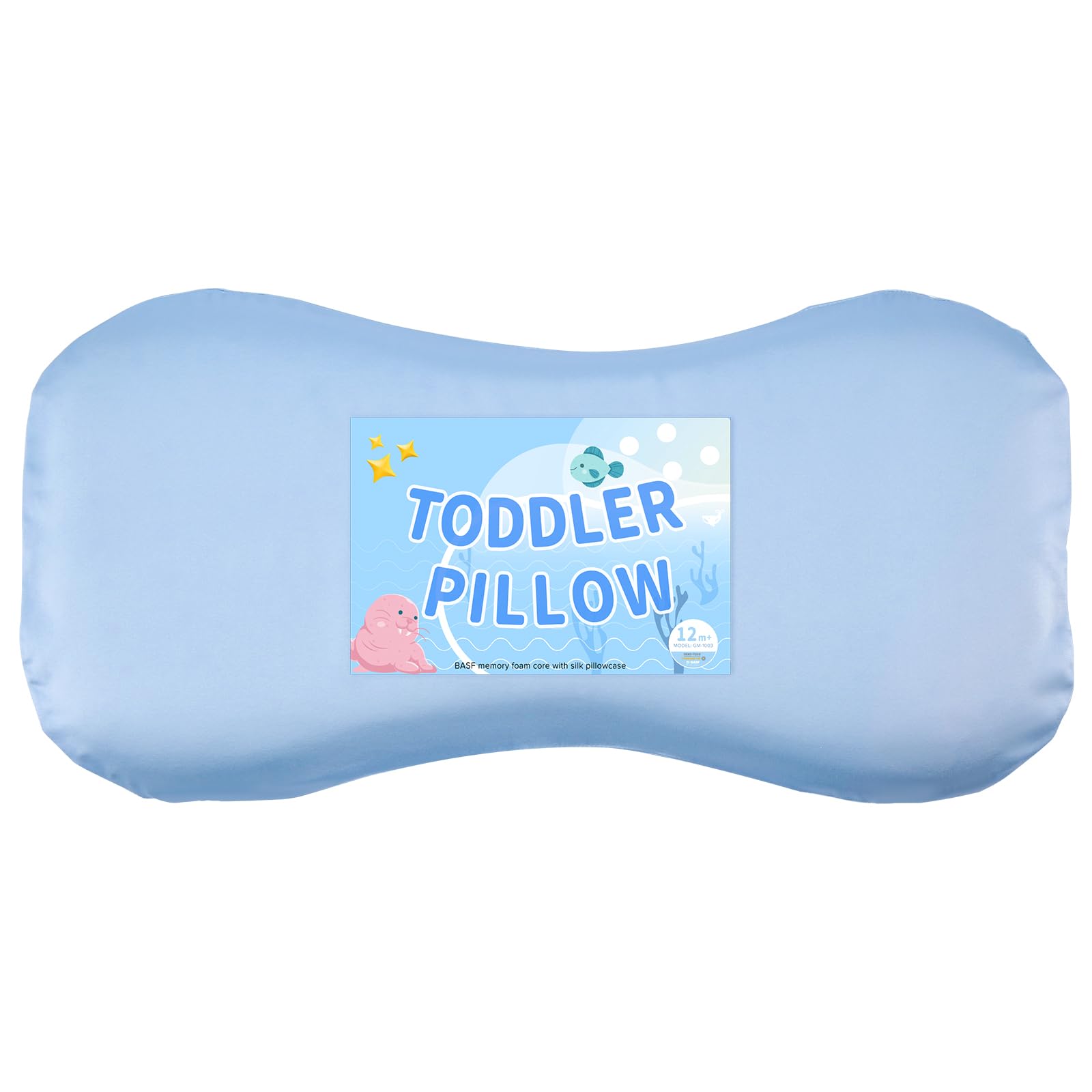 Little Bo Baby Toddler Pillow, Cotton Toddler Pillow BASF Memory Foam Core Pillow - Ventilated & Height Adjustable - 1 Pack Toddler Size (Silk, 1)