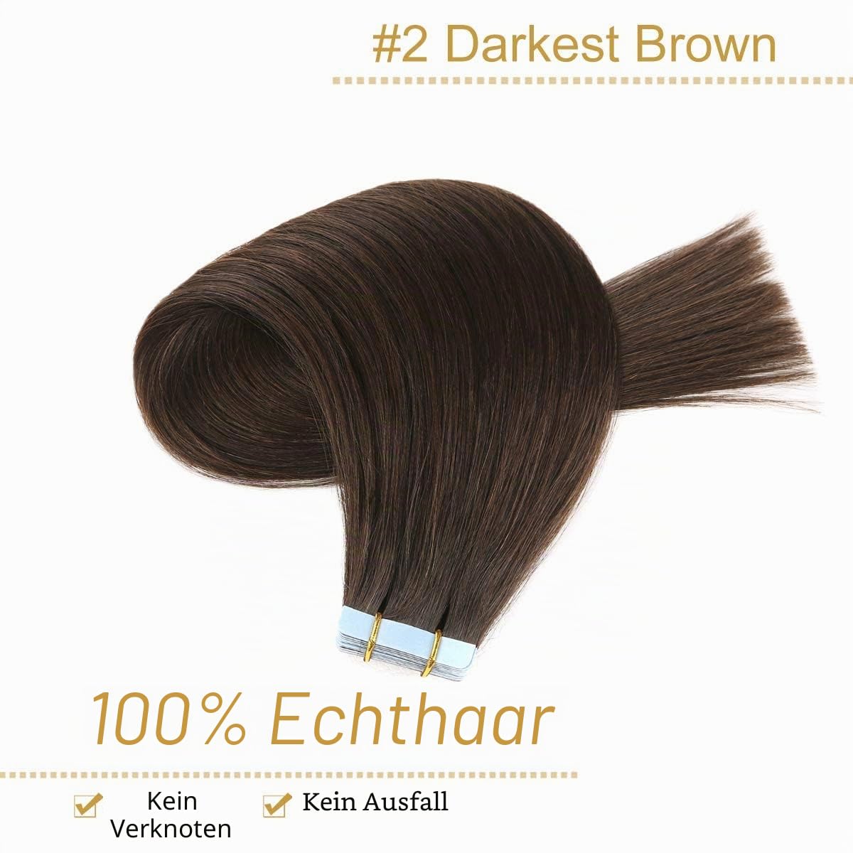 YILITE Tape in Extensions Echthaar 40cm Dunkel Braun Gerade Nahtlos Haut Schuss Tape in Haarextension Echthaar 20 Stück/Packung Tape in Remy Haarverlängerungen(40cm #2 Dunkel Braun)