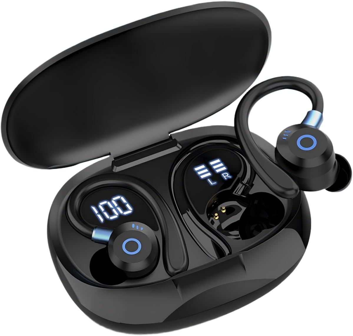 Wireless Earbuds ， Bluetooth 5.4 Sweat-Resistant in Ear Wireless Earphones with LED Power Display, for Sports & Travel (Black)