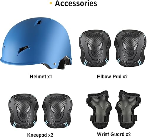 Miniatura 6 de Casco de bicicleta de patineta para adultos, rodilleras, coderas, muñequeras, equipo de protección, conjunto de cascos para adolescentes para
